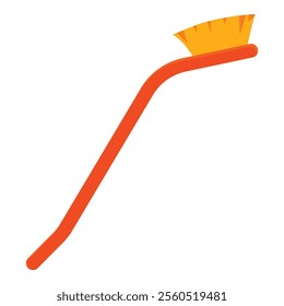 Orange scrub brush with a yellow bristle head is lying isolated on a white background