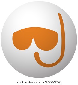 Orange Scuba Diving icon on sphere isolated on white background