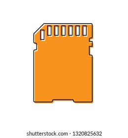 Orange SD card icon isolated on white background. Memory card. Adapter icon. Vector Illustration