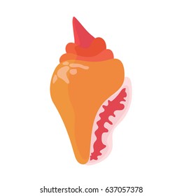 Orange sea shell. Vector illustration. Logo shell.