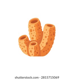 Orange Sea Sponge Illustration Isolated on White Background Underwater Marine Life Vector Clip Art
