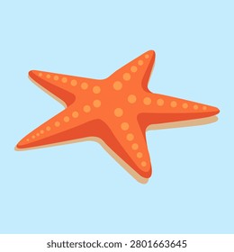Orange sea star, echinoderm, ocean creature, marine life, close-up, flat design.