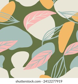 Orange Seamless Abstract Branch Textile Pattern. Light Repeated Fashion Artistic Decor, Seamless Art. Hippie Seamless Doodle Isolated Leaves Wallpaper. 