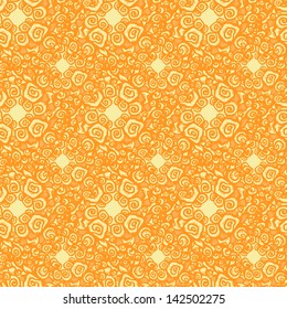 Orange seamless abstract floral pattern - vector