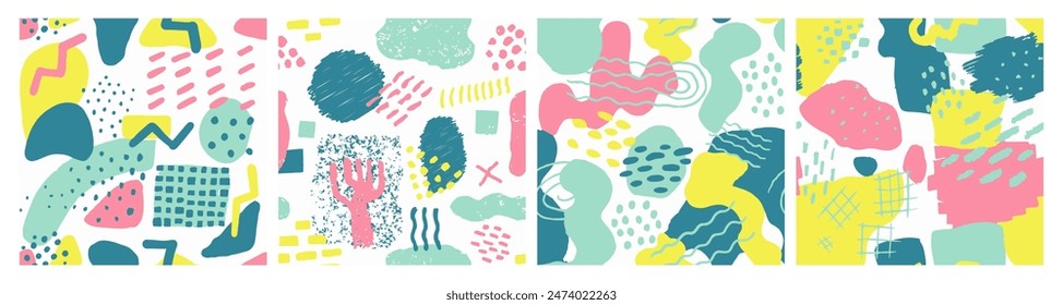 Blob de forma moderna Abstractas sin costuras de color naranja. Plantilla decorativa sin fin negro elegante, papel sin costuras. Fondo de pantalla de arte de moda clásico repetido rosa