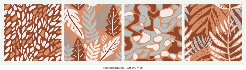 Orange Seamless Abstract Spring Element Art. Green Repetitive Color Plant Textile, Seamless Print. Yellow Endless Creative Retro Ornament Collection. 