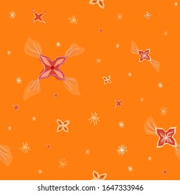 Fondo naranja sin fisuras. Flores rojas decorativas. Patrón para tela, papel, papel pintado. Ilustración vectorial.