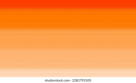 Orange seamless background in pixel art style. 8 bit dithering gradient backdrop. Vector illustration.