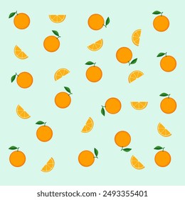 Orange seamless background vector. Fresh cute orange.