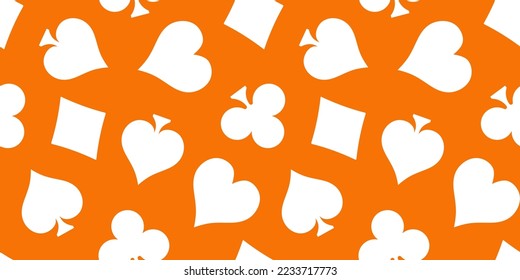 Orange seamless banner with playing card signs