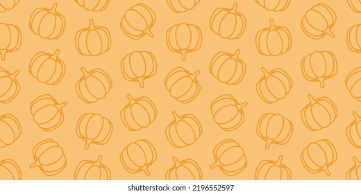 Orange seamless banner with pumpkins