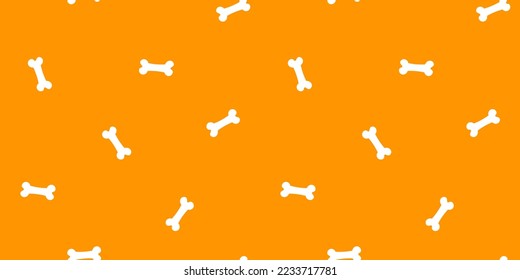Orange seamless banner with white bones