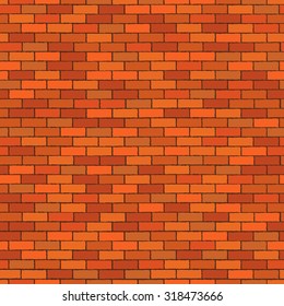 Orange seamless brick wall. Pattern stonework background. Vector illustration.