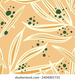 Orange Seamless Classic Beauty Artwork Pattern. Bright Seamless Color Spring Ornament, Seamless Texture. Purple Continuous Summer Beautiful Paint Background. 