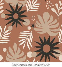 Orange Seamless Classic Isolated Artwork Print. Bright Repetitive Fashion Plant Watercolor, Seamless Backdrop. Blue Repeated Nature Trendy Leaves Texture. 
