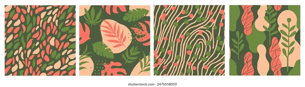 Naranja sin costura color Fondo de pantalla de forma hermosa. Textil Abstractas continuo de la selva púrpura, diseño sin costuras. Azul Repetitivo Contemporáneo Bloom Tejidos Vector. 