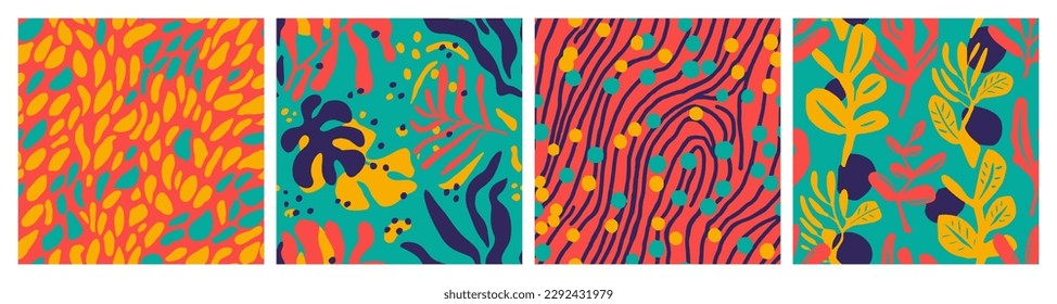 Orange Seamless Color Decorative Textile Print. Pink Continuous Fashion Plant Illustration, Seamless Art. Pastel Endless Abstract Foliage Ornament Background. 