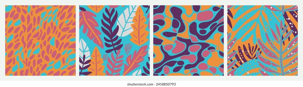 Orange Seamless Color Graphic Surface Backdrop. Colorful Endless Classic Bloom Paint, Seamless Background. Hippie Seamless Abstract Tree Textile Vector. 