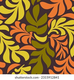Orange Seamless Color Tropic Hawaiian Illustration Texture. Gradient Continuous Summer Hawaiin Beach Template Wallpaper. Colorful Repetitive Floral Jungle Watercolor Pattern.