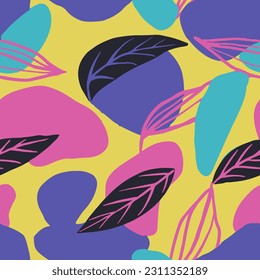Orange Seamless Contemporary Flora Shape Backdrop. Vivid Repeated Abstract Bloom Lines, Seamless Vector. Green Continuous Creative Foliage Template Wallpaper. 