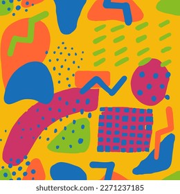 Fondo Geométrico Textil Contemporáneo Sin Margen Naranja. Vibrante Repetida Color Repetida Arte Moderno, Patrón Sin Maravilla. Envoltura de pintura retro de tendencia ligera