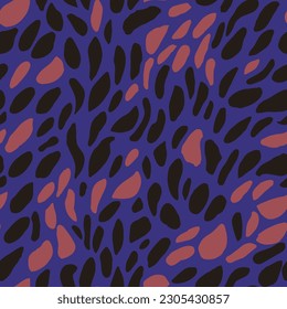 Orange Seamless Contemporary Retro Invitation Pattern. Blue Repetitive Creative Artistic Style, Seamless Art. Bright Repeated Summer Organic Textile Wallpaper. 