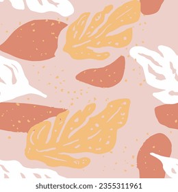 Orange Seamless Creative Branch Surface Vector. Pastel Continuous Summer Plant Artwork, Seamless Backdrop. Blue Repetitive Contemporary Beach Watercolor Pattern. 