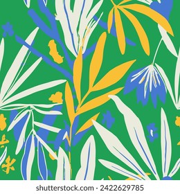 Diseño de Palm Scribble Seamless Creativo. Decoración De Belleza De Doodle Repetitivo Púrpura, Patrón Sin Marea. Impresión de color de agua hippie de verano sin foco. 