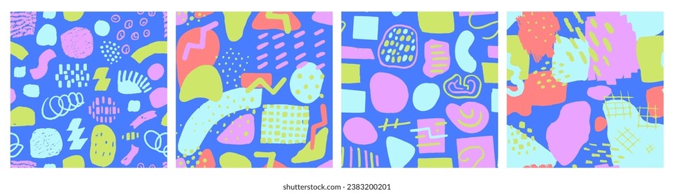 Orange Seamless Decoration Hand Drawn Decor Scribble. Yellow Repeated Classic Vintage Shape, Seamless Texture. Dark Continuous Brushed Simple Lines Card