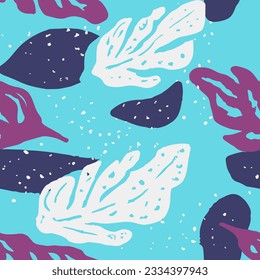 Orange Seamless Doodle Artistic Paint Background. Colorful Repeated Elegant Beauty Artwork, Seamless Pattern. Purple Continuous Summer Blossom Style Backdrop. 