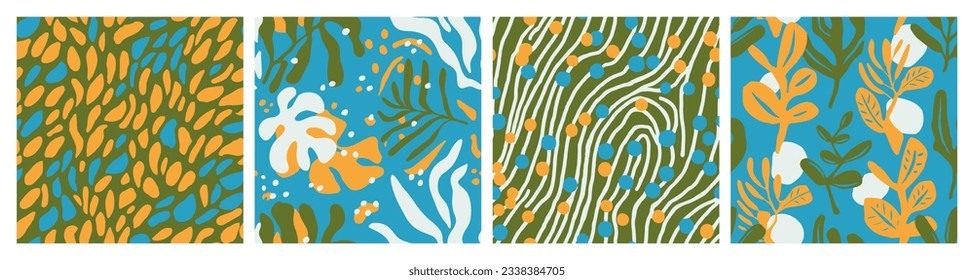 Orangefarbene, nahtlose Doodle-Dekorationsmuster. rosafarbene, endlose Verzierungen, Blattwerk, Nahtlose Drucke. Pastellfarbene Nahtlose Flora Aquarell Textur. 
