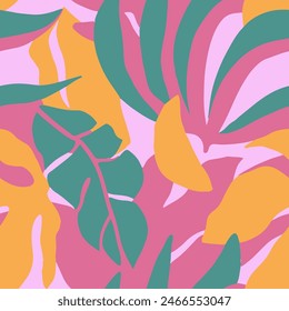 Naranja sin costuras Doodle Fresh Artwork Fondo de pantalla. Líneas De Belleza Repetidas En Color Amarillo, Textura Sin Costuras. Diseño de tejidos de ramas de decoración continua pastel. 