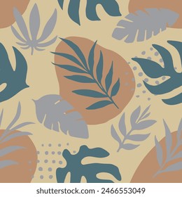 Orange Seamless Doodle Trendy Watercolor Backdrop. Vibrant Repetitive Creative Foliage Decor, Seamless Art. Dark Endless Contemporary Retro Ornament Wallpaper. 