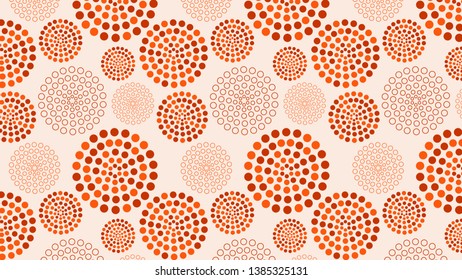 Orange Seamless Dotted Concentric Circles Pattern Image