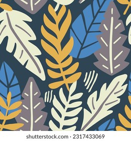 Orange Seamless Fashion Garden Template Pattern. Purple Repeated Summer Palm Watercolor, Seamless Background. Black Seamless Contemporary Fresh Shape Backdrop. 