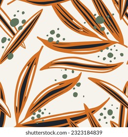 Orange Seamless Fashion Simple Textile Wallpaper. Hippie Repetitive Contemporary Decorative Lines, Seamless Print. Blue Endless Elegant Trendy Artwork Backdrop. 