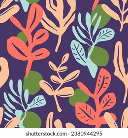 Orange Seamless Fashion Tropic Watercolor Pattern. Vivid Repetitive Abstract Branch Decor, Seamless Print. Yellow Repeated Color Flora Leaves Vector. 