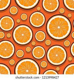 Orange seamless fruit pattern graphics. Vector illustration. Ideal for wallpaper, packaging, fabric, textile, wrapping paper design and any kind of decoration.