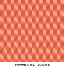 An Orange Seamless Geometric Cube Pattern Background