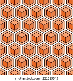 An orange seamless hexagonal pattern