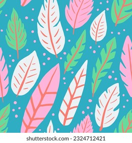 Papel tapiz De Forma De Cuero Aislado Y Sin Margen Naranja. Hippie Repetitivo Simple Plumage Textil, Diseño Sin Marea. Fondo Del Elemento De Féteres Artísticas Repetidas De Color Rosa. Feathers