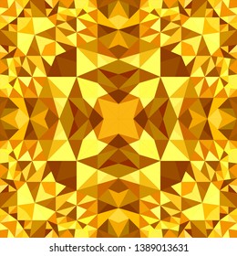 Orange seamless kaleidoscope pattern background - abstract ethnic vector wallpaper graphic with triangles