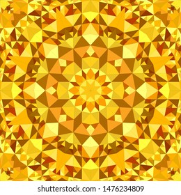 Orange seamless kaleidoscope pattern background - abstract symmetrical vector wallpaper graphic with triangles