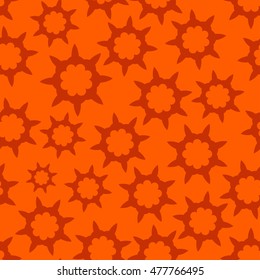Orange Seamless Looped Pattern with Hot illustration of Fire with Sharp Stars. Vector Texture Illustration.