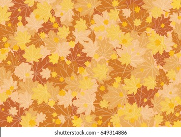 orange seamless maple leaves vector background, autumn and sunlight concept, space for text or message design, card or wallpaper for christmas and new year day