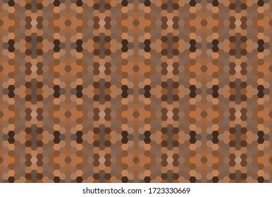 Orange seamless mosaic pattern. Abstract hexagon background for wallpaper, backdrop, banner, template, illustration, fabric and other applications. Vector.