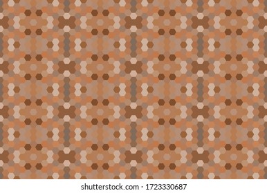 Orange seamless mosaic pattern. Abstract hexagon background for wallpaper, backdrop, banner, template, illustration, fabric and other applications. Vector.
