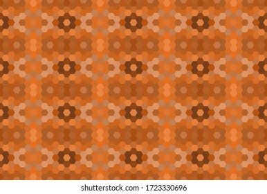 Orangefarbenes nahtloses Mosaikmuster. Abstrakter sechseckiger Hintergrund für Tapete, Hintergrund, Banner, Vorlage, Illustration, Stoff und andere Anwendungen. Vektorgrafik.