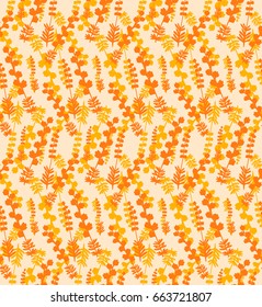 Orange seamless ornamental floral pattern
