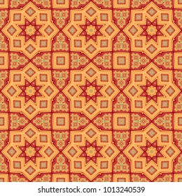 Orange seamless ornamental vector pattern in spanish style